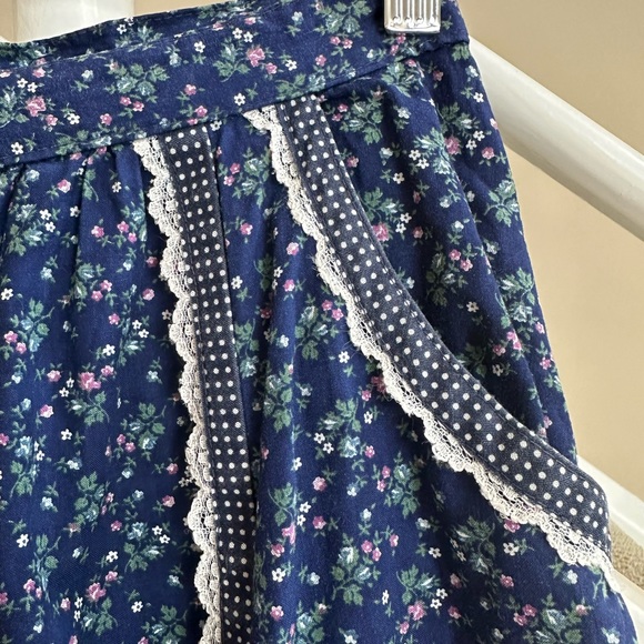 VTG Gunnie Sax Jessica’s Gunnies Dark Blue Calico Lace Prairie Midi Skirt Size 7 - Picture 7 of 17